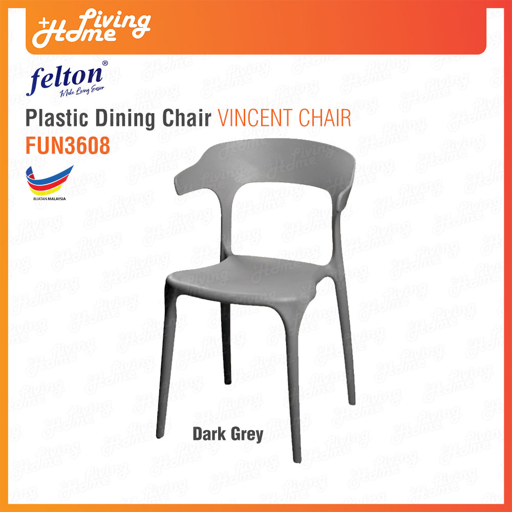 Felton Plastic Dining Chair VINCENT CHAIR FUN3608 Dark Grey Felton Plastic Dining Chair VINCENT CHAIR FUN3608 Dark Grey