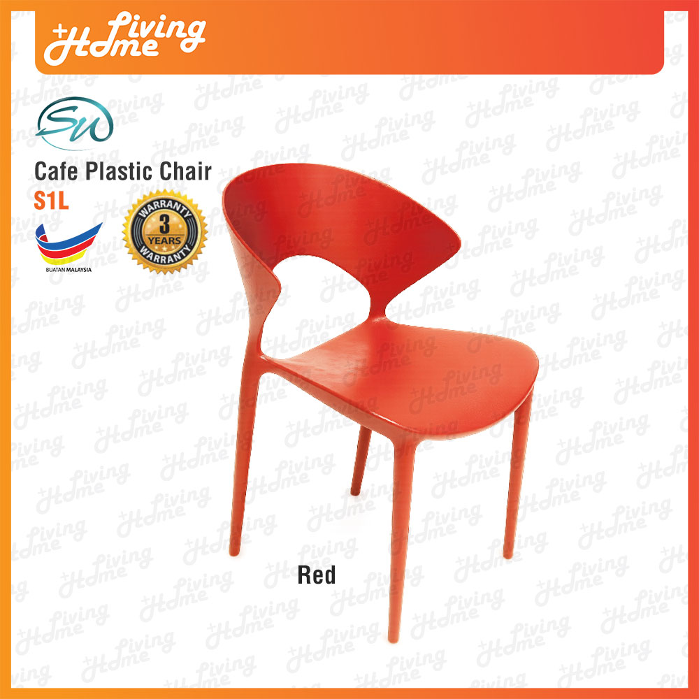 SW Plastic Cafe Chair S1L Red Color SW Plastic Cafe Chair S1L Red Color